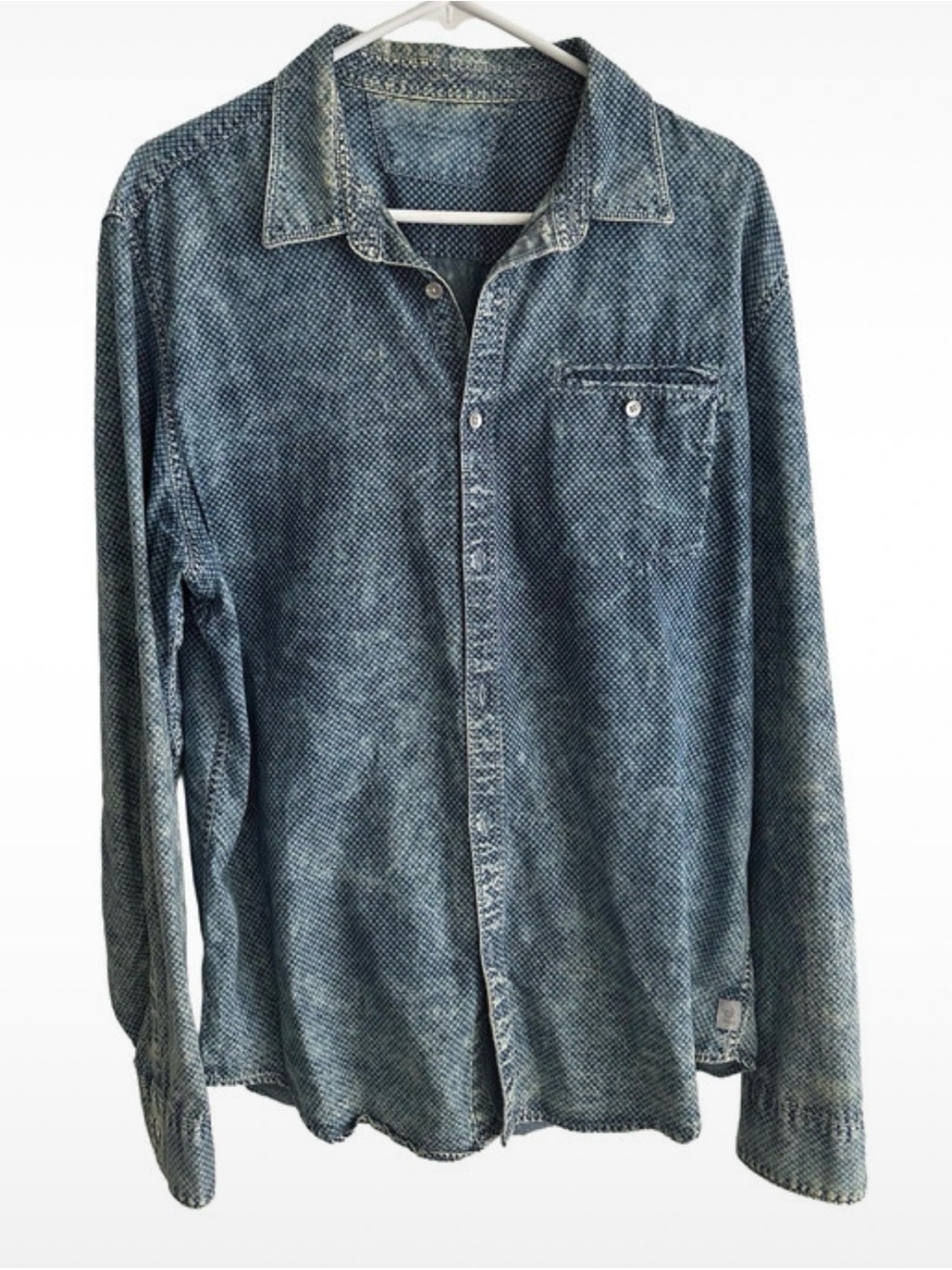 Calvin Klein Jeans Blue Denim Distressed Shirt